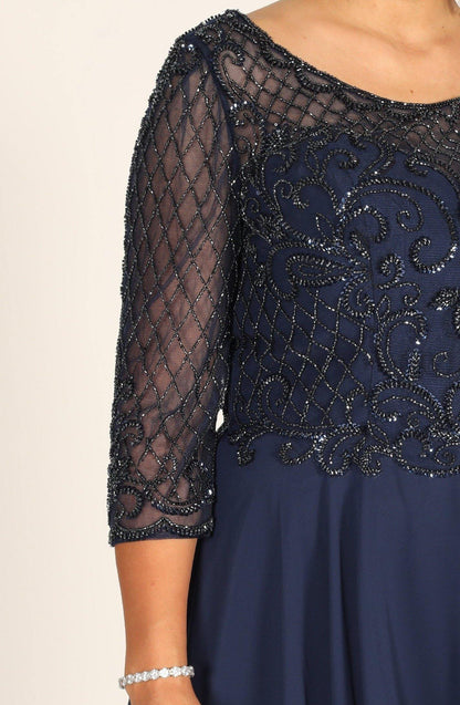 Long Sleeve Hand Beaded Mother of The Bride Dress