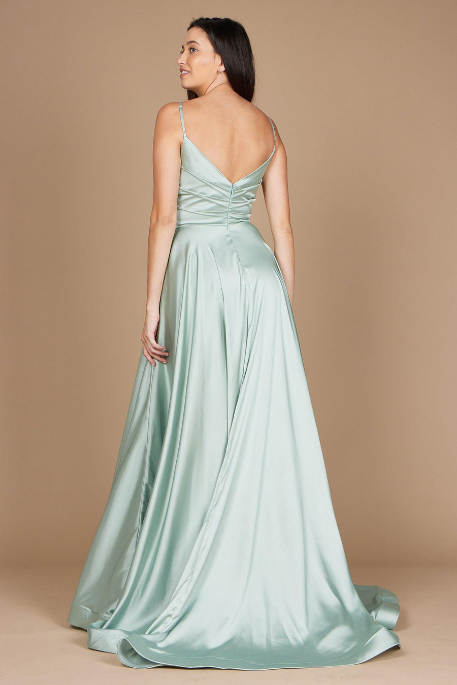 Prom Dresses Long Spaghetti Strap Prom Formal Gown Sage