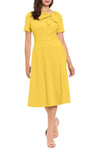 London Times Bow Neck Short Sleeve A Line Dress T8085M