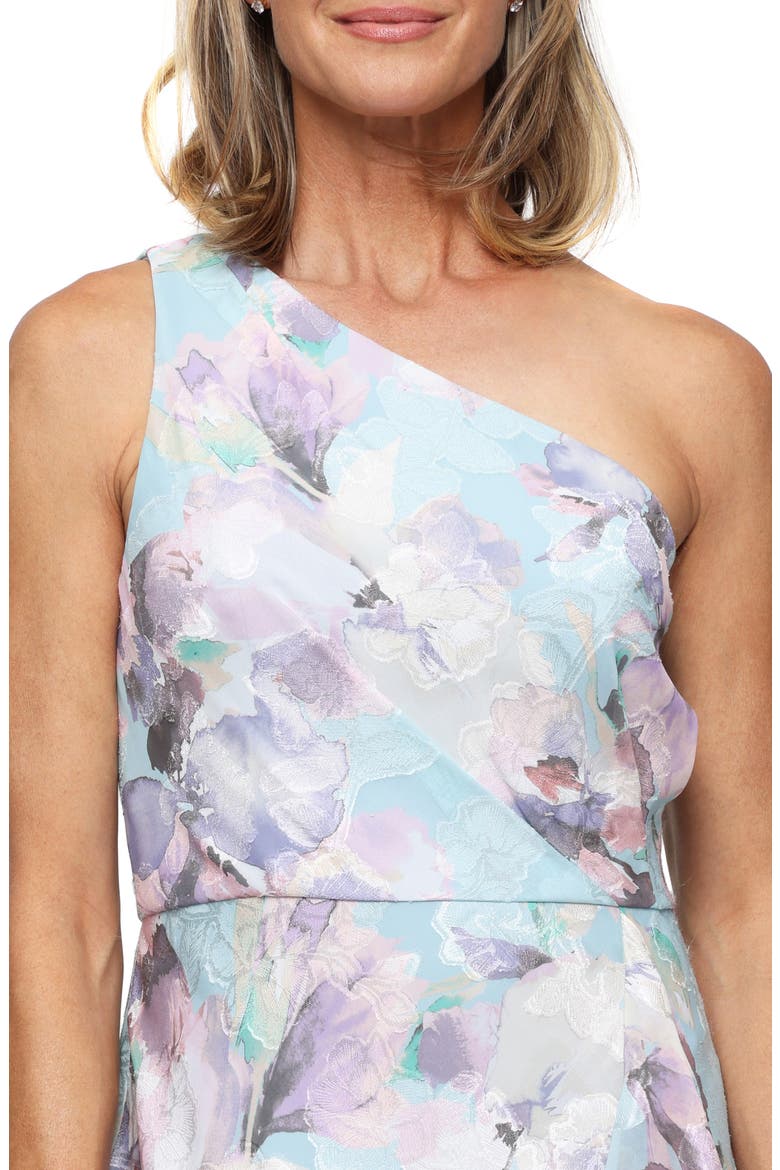 Long Printed Burnout Chiffon One Shoulder Dress Alex Evenings 8175997