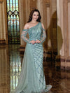 Floor Length Couture Long Sleeve Hand Beaded Formal Dress