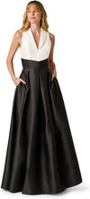 Crew/High-Neck Floor-Length Satin Occasion Ball Gown Adrianna Papell AP1E212826