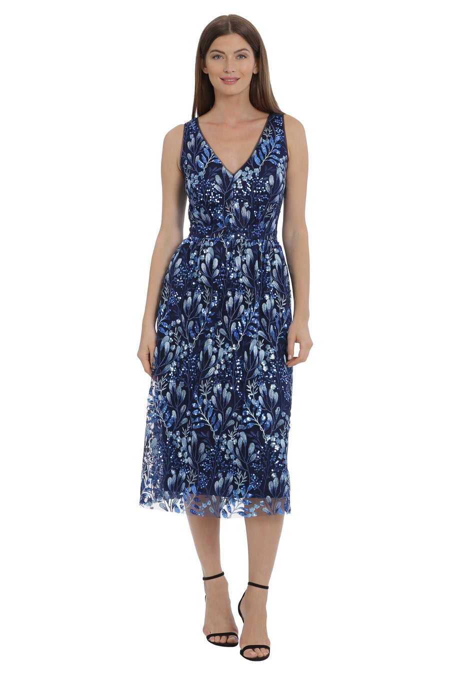 Embroidered Sequin Fit and Flare Dress Maggy London G5400M