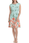 Jewel Neck Knee-Length Crepe Cocktail Fit & Flare Dress - London Times T6705M