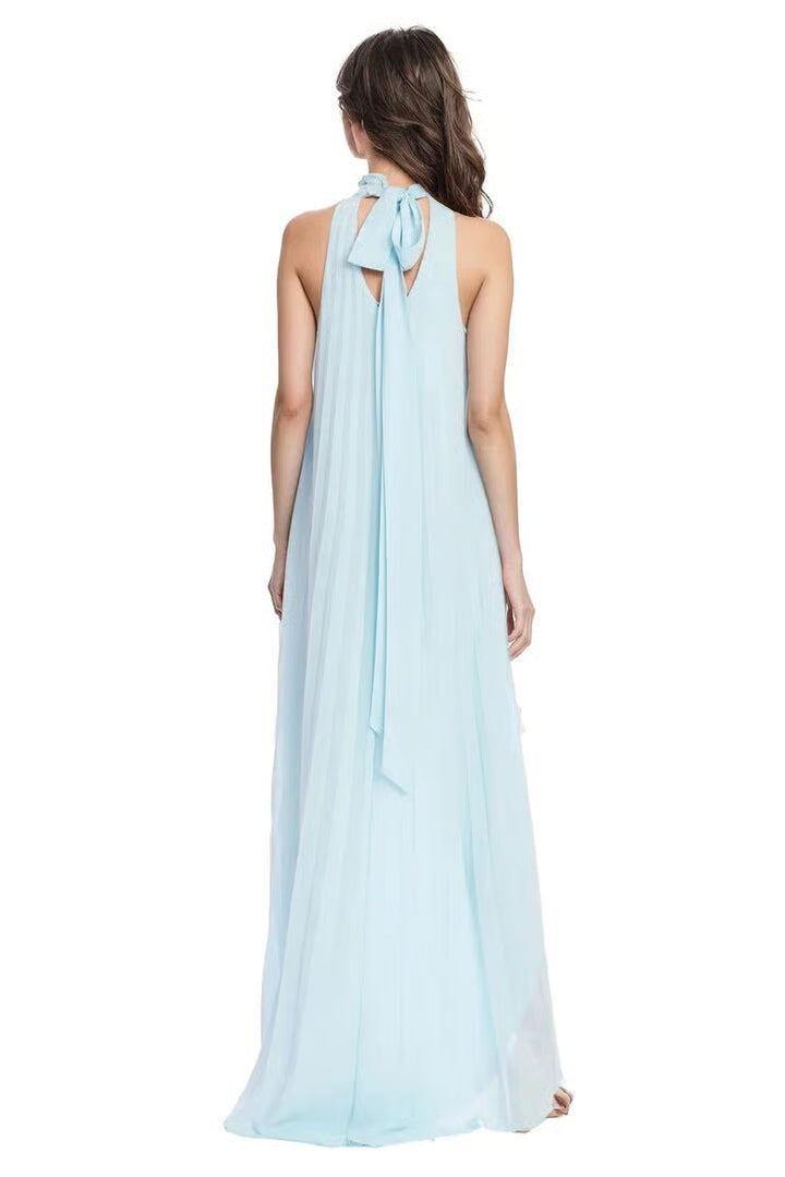 Square Neck Combo Pleated Dress Jewel by Badgley Mischka J0704