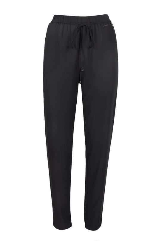 Tahari Mid waist Elastic Tie Waist Polyester Pants - BLACK - Front