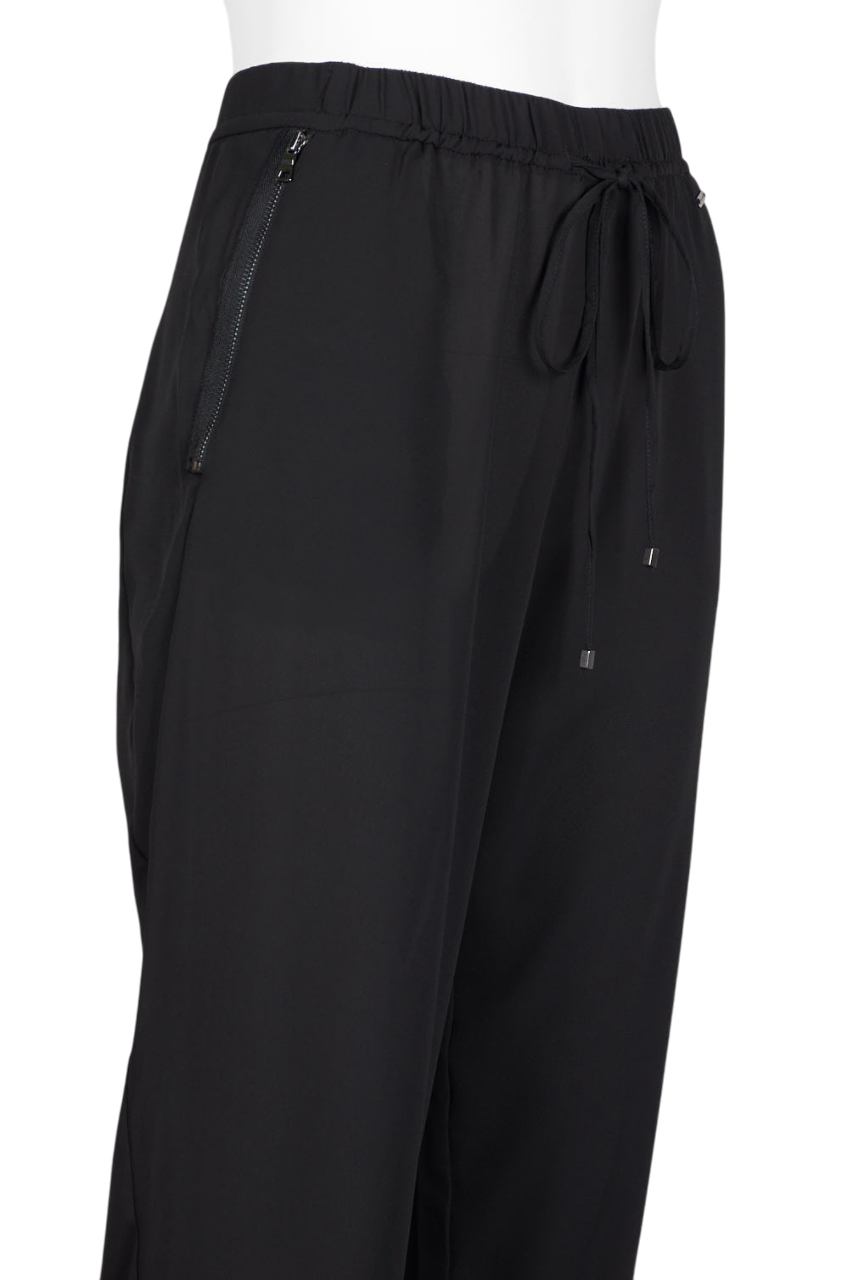 Tahari Mid waist Elastic Tie Waist Polyester Pants - BLACK - Pocket View