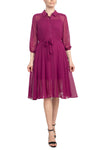 Bali Orchard Collared Knee-Length Chiffon Cocktail with 3/4 Sleeve Dress Nina Leonard NM2F12D163