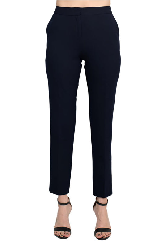 Philosophy Banded Waist Button Hook & Zipper Closure Side Pockets Viscose Blend Pant - MIDNIGHT - front