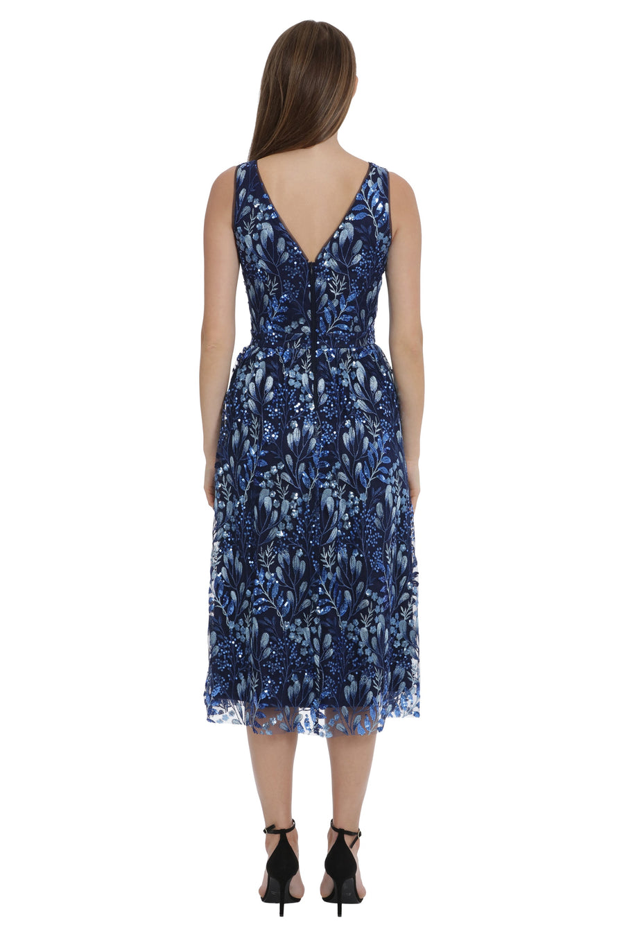 Embroidered Sequin Fit and Flare Dress Maggy London G5400M