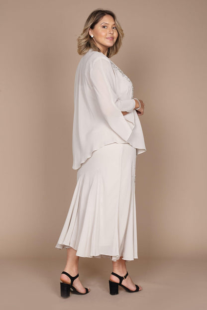 R&M Richards Long Formal Jacket Dress Champagne