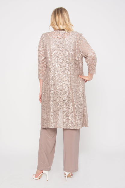 R&M Richards Plus Size Mother of the Bride Pant Suit Duster Jacket - The Dress Outlet R&M Richards