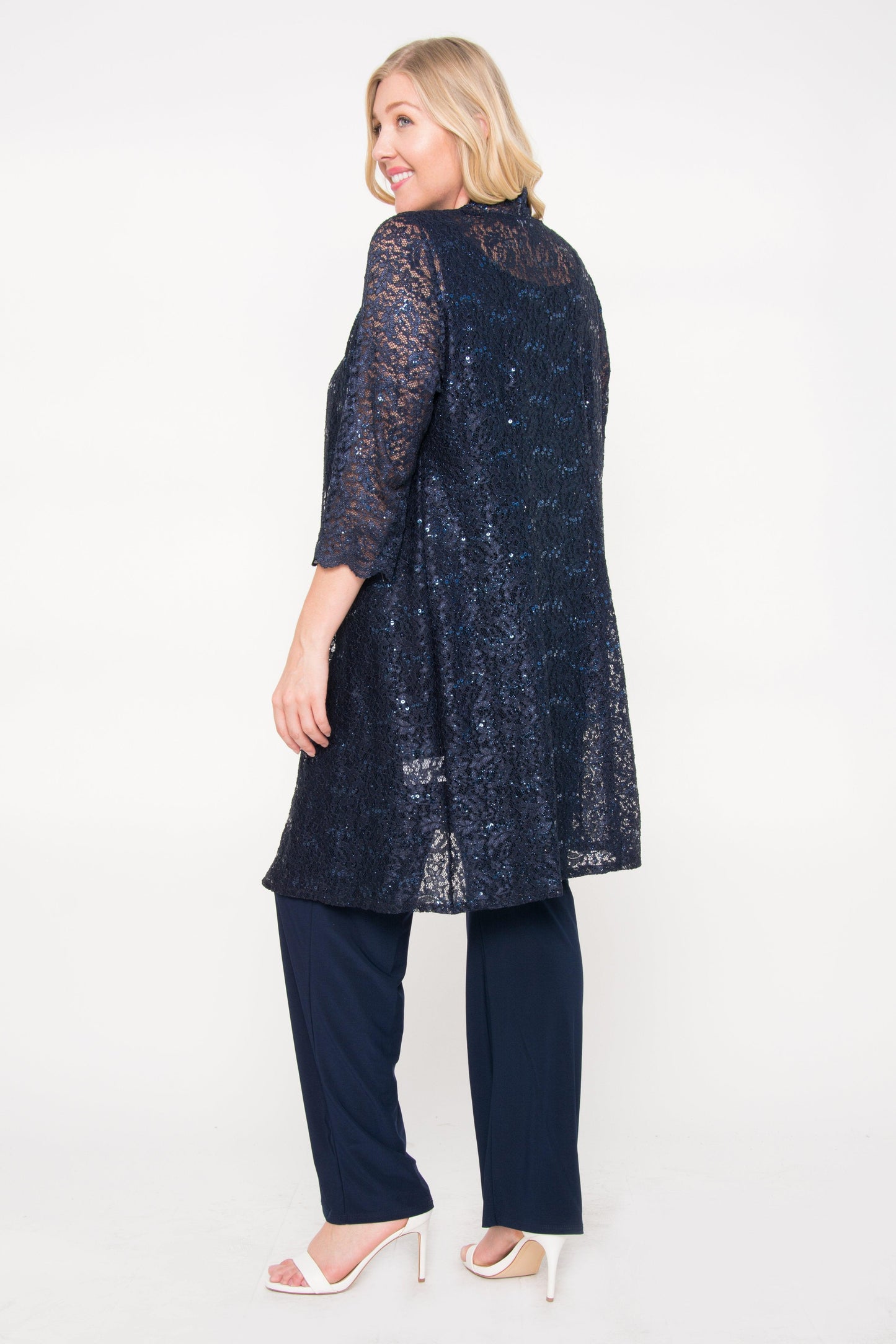 R&M Richards 1993W Plus Size Formal Pant Suit Mother of the Bride in Navy