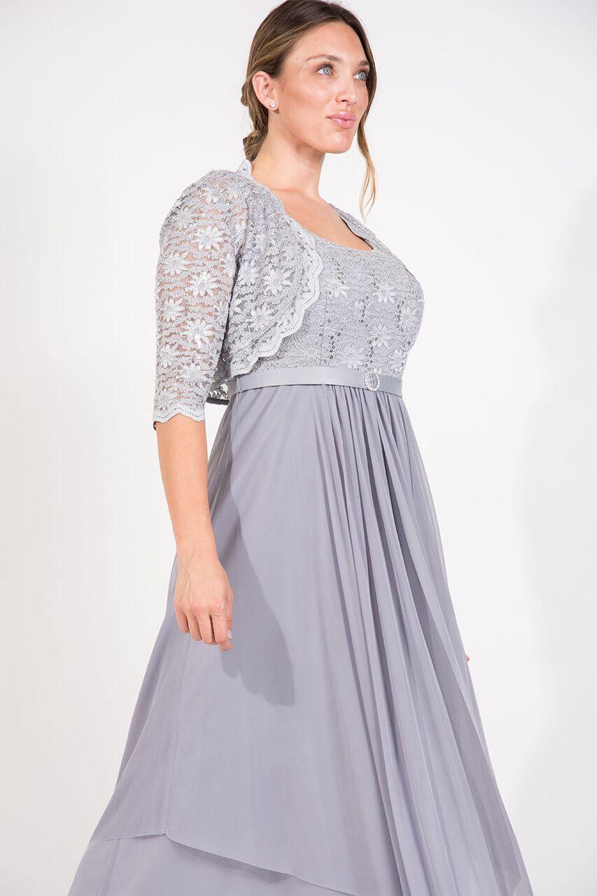R&M Richards Long Mother of Bride Plus Size Jacket Dress - The Dress Outlet R&M Richards