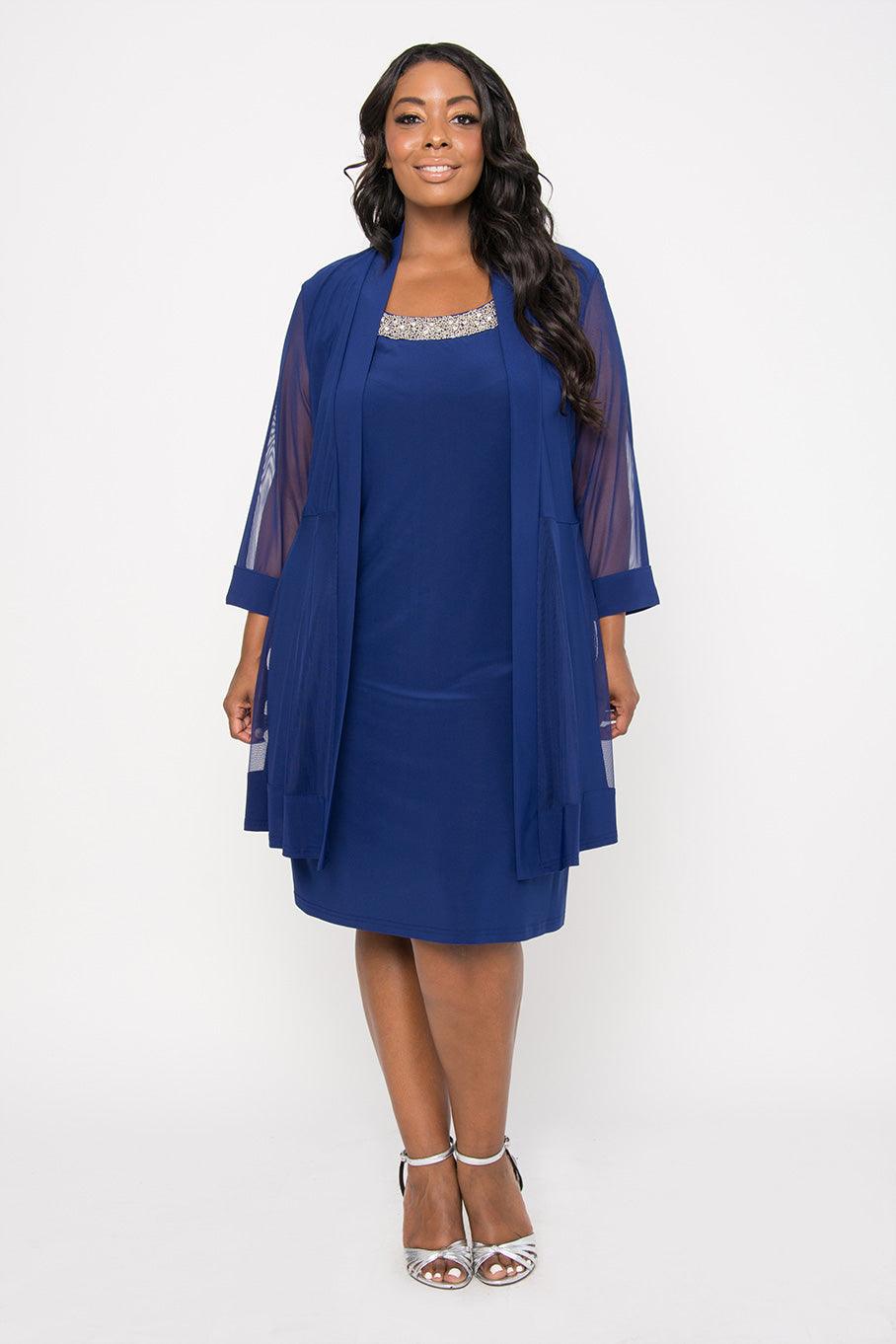 R&M Richards Short Formal Mother of the Bride Plus Size Dress - The Dress Outlet R&M Richards