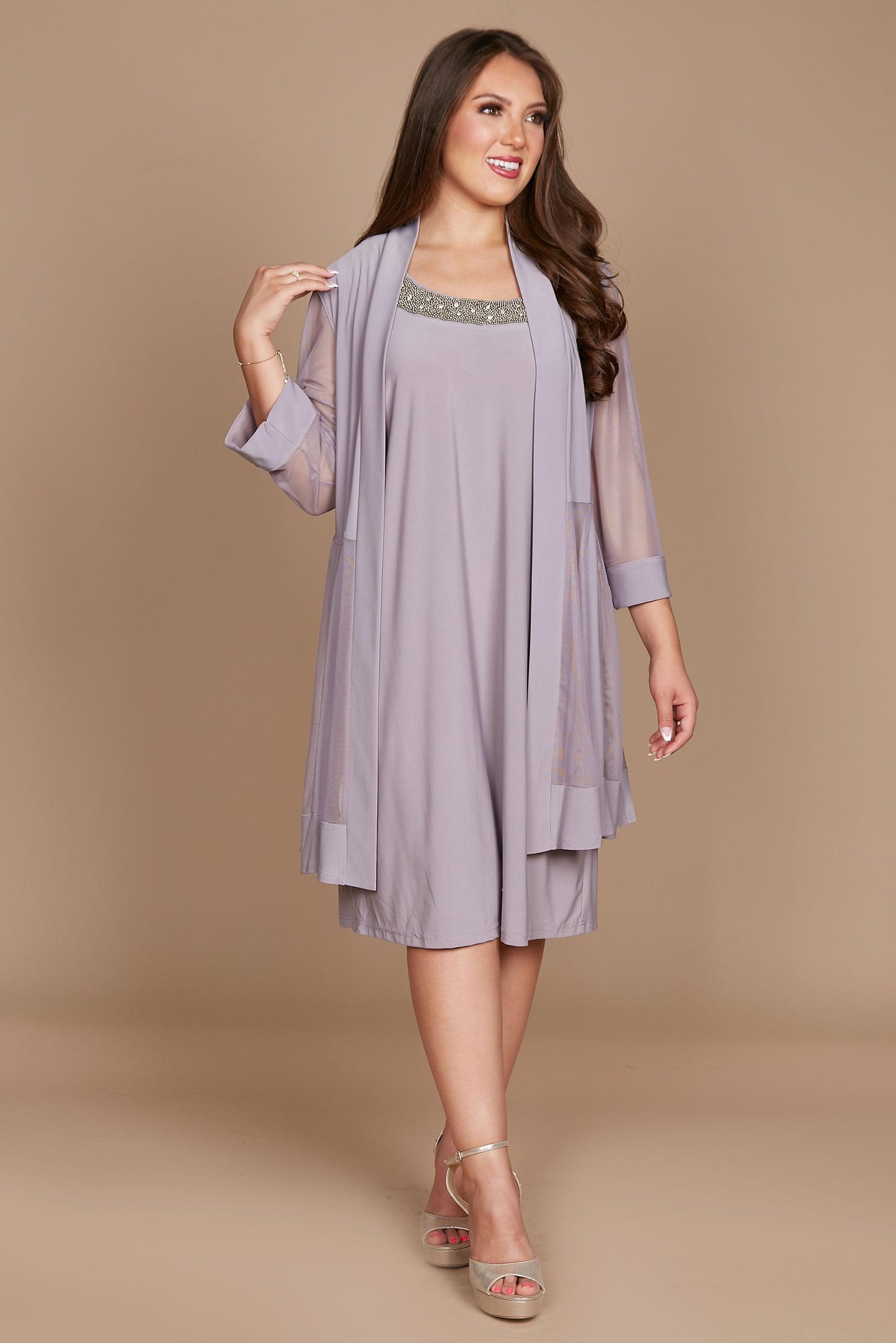 R&M Richards Short Mother of the Bride Plus Size Dress 8442W - The Dress Outlet