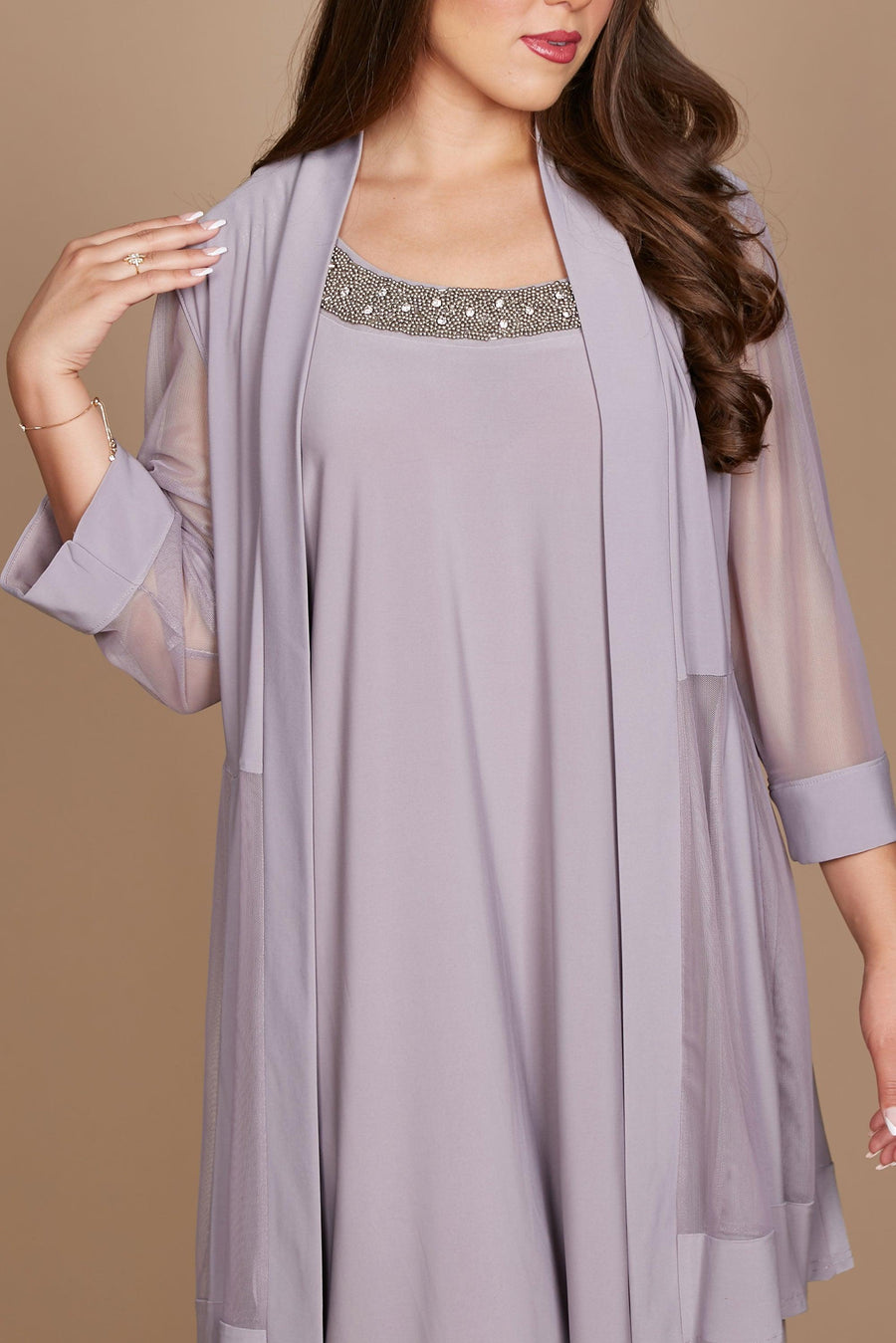 R&M Richards Short Mother of the Bride Plus Size Dress 8442W - The Dress Outlet