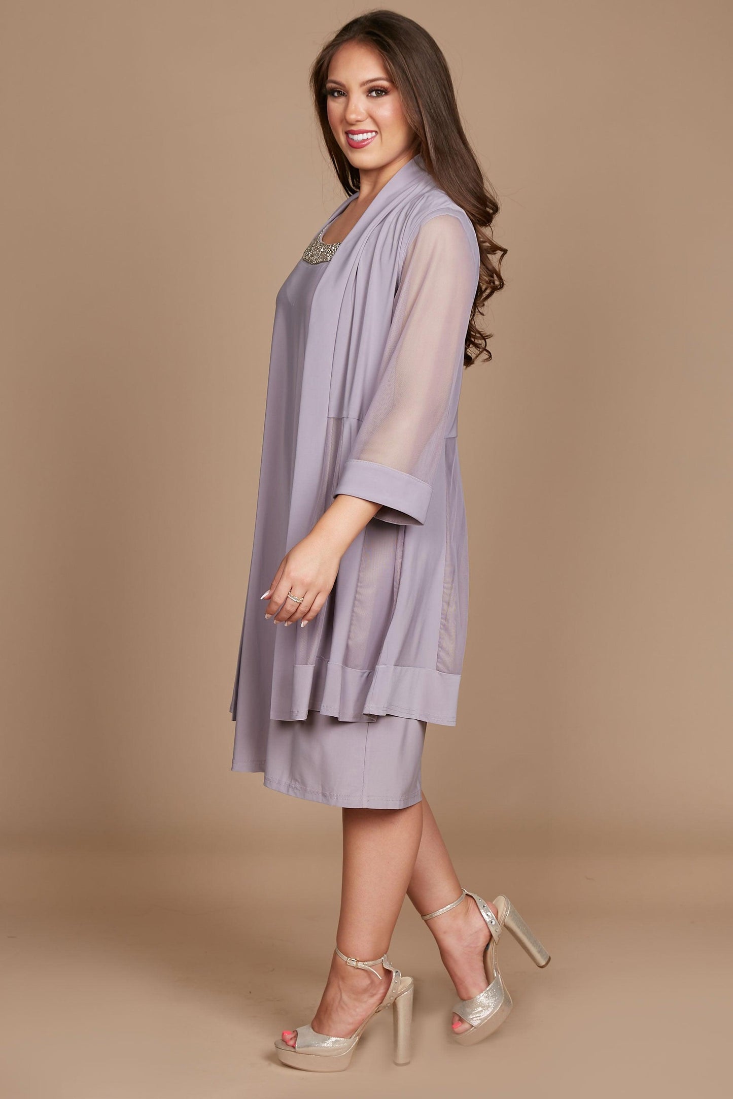 R&M Richards Short Mother of the Bride Plus Size Dress 8442W - The Dress Outlet