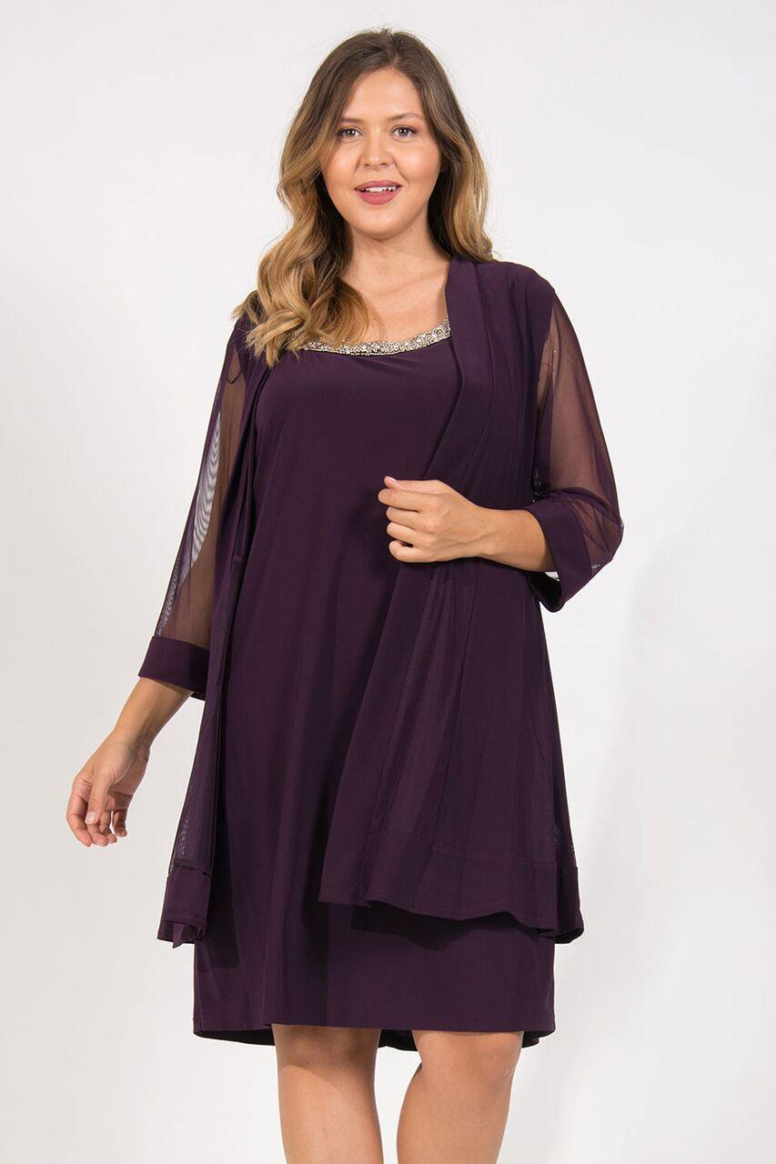 R&M Richards Short Formal Mother of the Bride Plus Size Dress - The Dress Outlet R&M Richards