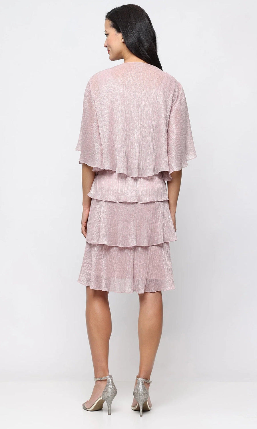 SL Fashions Tiered Beaded Neck Jacket Dress 9155215