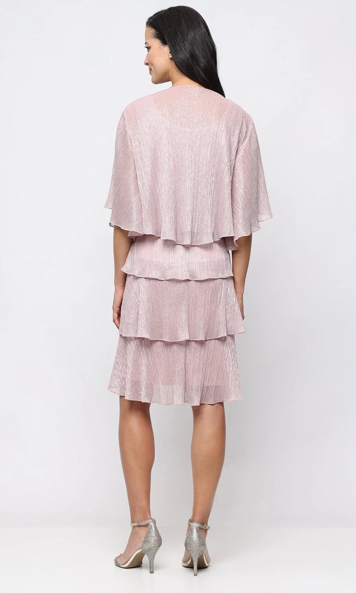 SL Fashions Tiered Beaded Neck Jacket Dress 9155215
