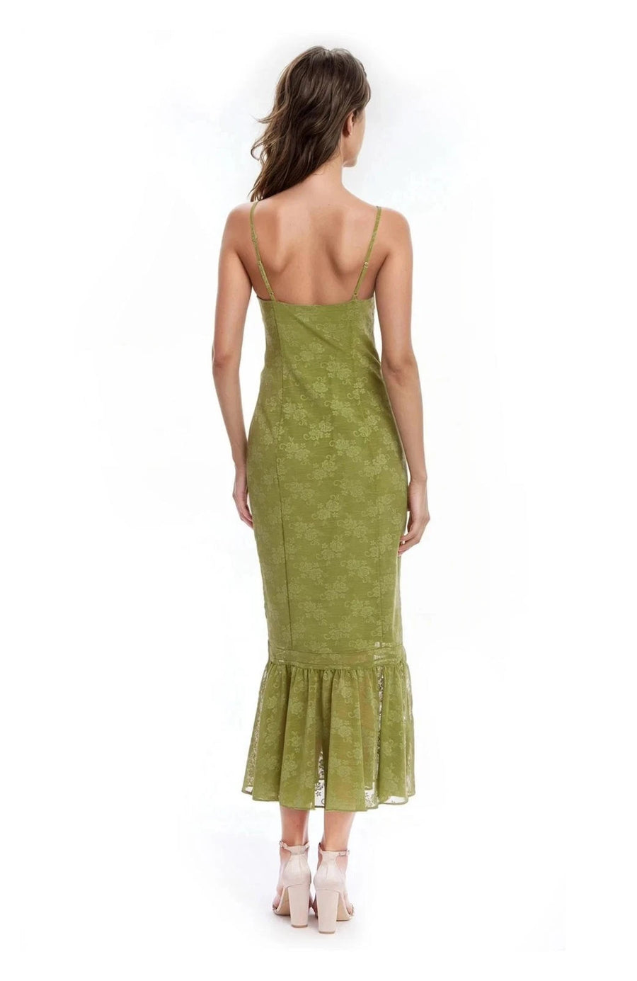 Tank Pencil Dress with Ruffle Hem Jewel by Badgley Mischka J0547