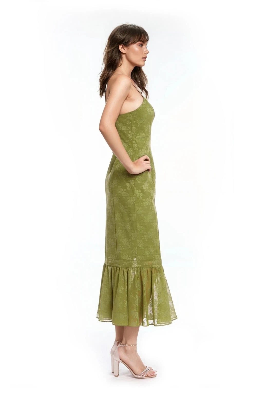 Tank Pencil Dress with Ruffle Hem Jewel by Badgley Mischka J0547