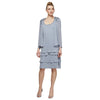 Short Beaded Tiered Jacket Dress SL Fashions 122372