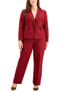 Le Suit Mini Crosshatch Jacket Pantsuit ( Plus Size )