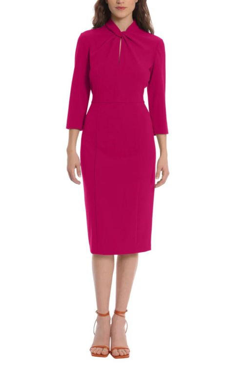 Donna Morgan Womens Knotted Crepe Sheath Dress