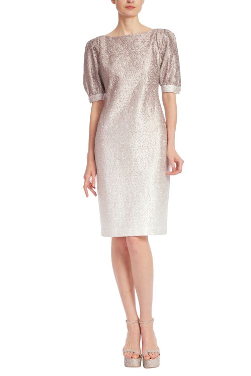 Badgley Mischka Ombre Embroidered Sequin Cocktail Dress