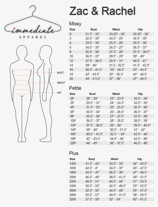 Hailey By Papell Size Chart